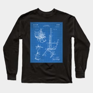 Skiing Patent - Ski Chalet Ski Fan Art - Blueprint Long Sleeve T-Shirt